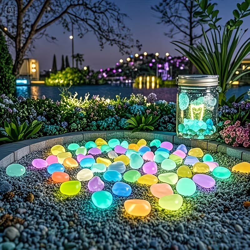 Aquarium Planted - 300PCS Luminous Pebble Set,0.9-1.5cm Resin Glow