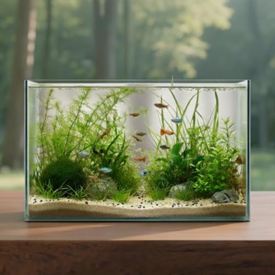 Planted Aquarium For Goldfish - Glass Fish Tank Open-Back Lid Small