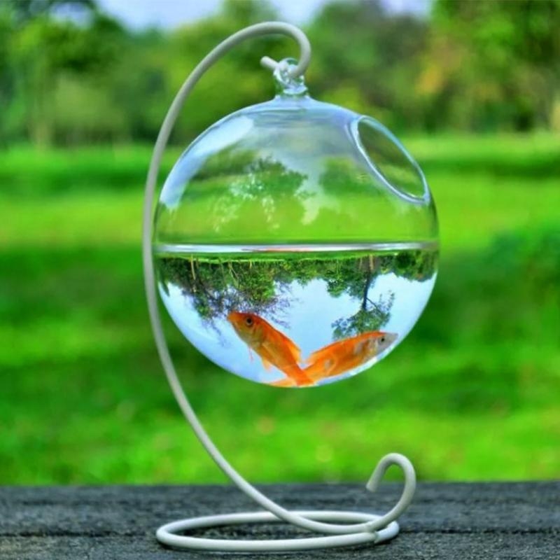 Aquarium Planted Fish Tank - Transparent Spherical Glass Handmade Fish for